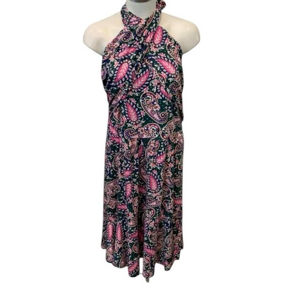 NWT Boden Lila Multiway Halter Dress - Woodland Green Paisley Size 14 - Picture 3 of 12